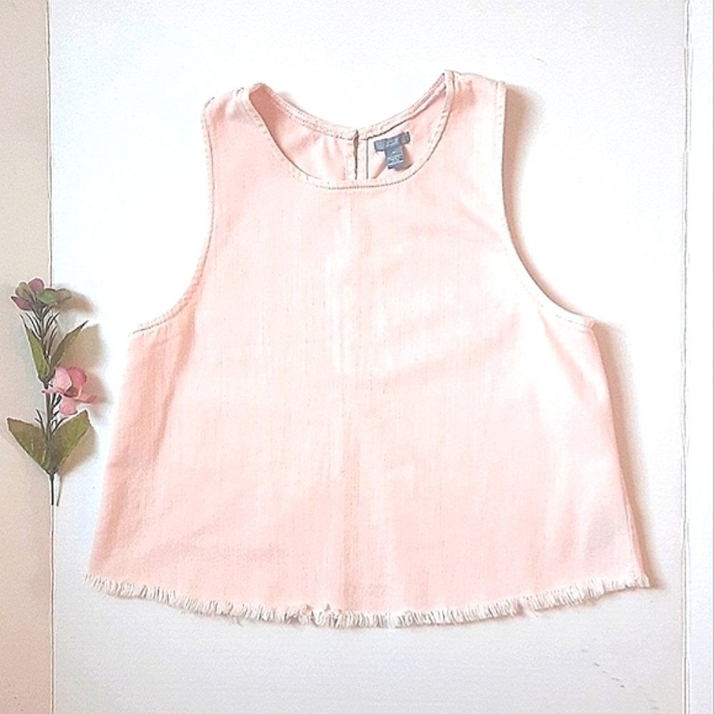 AERIE Light Pink Cotton Crop, Split-Back, A-Line Top